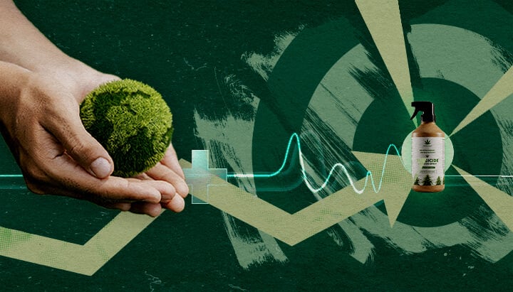 Nachhaltiger Pflanzenschutz: Die Gezielten Vorteile von Fungiziden auf Cannabisbasis Hände, die eine gesunde grüne Kugel neben organischem Fungizid nähren, was den gezielten, nachhaltigen Pflanzenschutz mit Cannabisextrakten darstellt.
