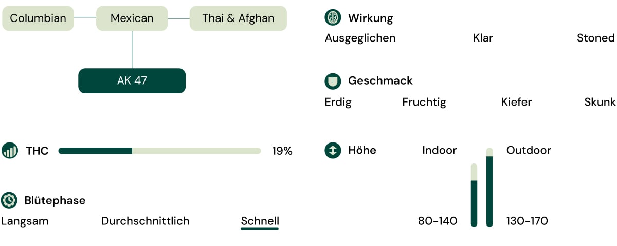 Sortenmerkmale von Royal AK (AK-47) Sortenmerkmale von Royal AK (AK-47)