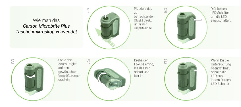 How to use the Carson Microbrite Plus Pocket Microscope