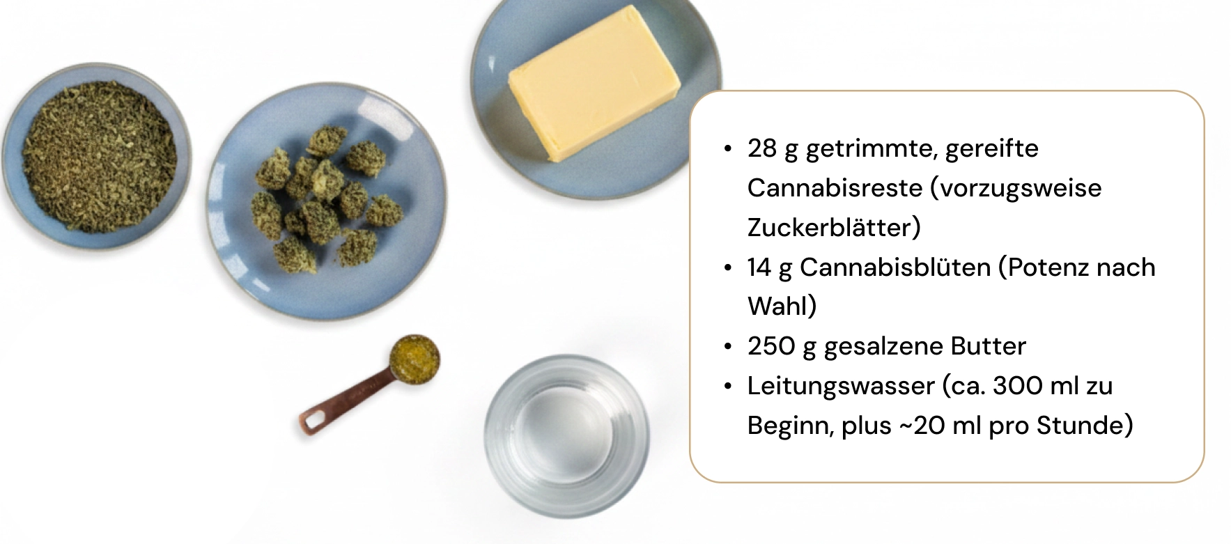 Zutaten für Cannabisbutter