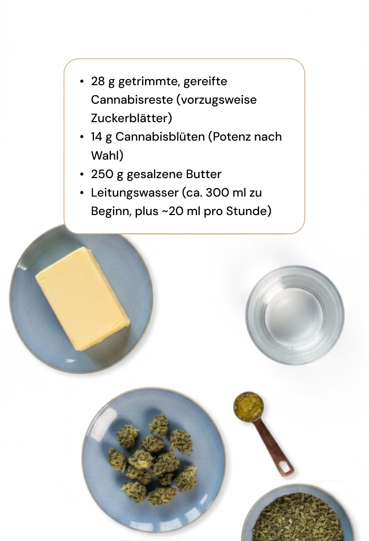 Zutaten für Cannabisbutter