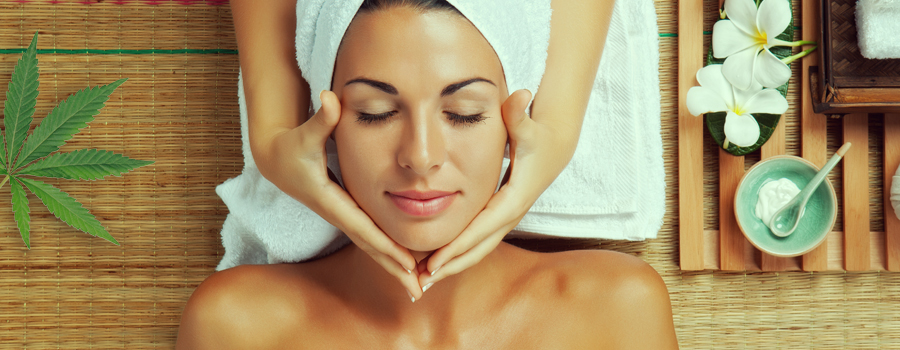 Spa und Cannabis. Entspannen Sie sich, topische Massage