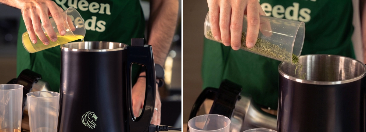 Erfahre, wie Du Cannabis vorbereitest und decarboxylierst, bevor Du es mit natürlichen Ölen in einen Infuser gibst, um eine gleichmäßige Cannabisöl-Infusion herzustellen.