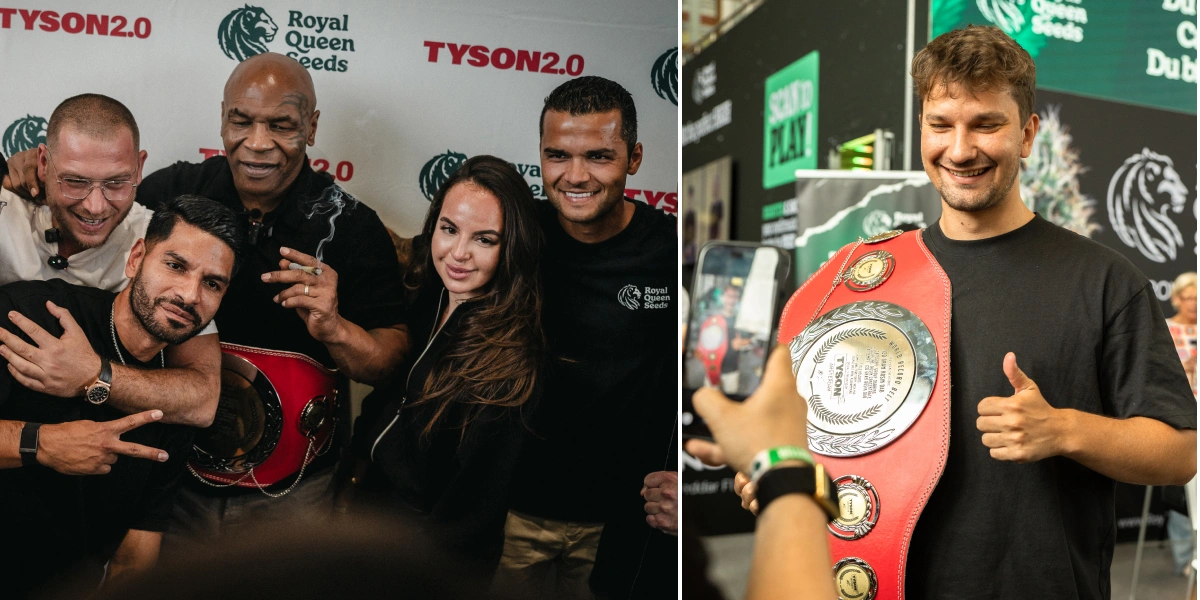 Mike Tyson trifft das Team von Royal Queen Seeds Sieh Mike Tyson mit dem Team von Royal Queen Seeds beim TYSON 2.0 Event, bei dem Cannabiskultur und Community gefeiert werden.