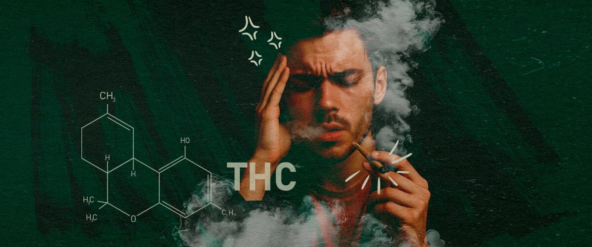 Cannabistoleranz und THC-Wirkungen verstehen Mann raucht Cannabis, illustriert THC-Wirkungen und mögliche Nebenwirkungen wie Schwindel, relevant für Cannabistoleranz und Toleranzpausen.