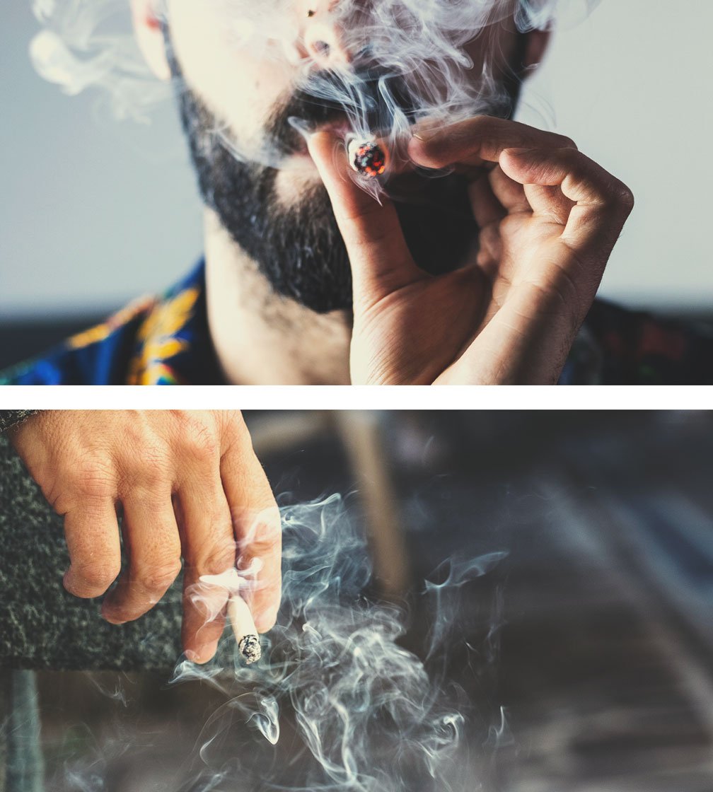 Cannabis- vs. Tabakrauch
