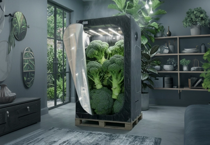 Moderne Indoor-Growzelt-Anlage mit kontrollierter Beleuchtung und Belüftung, die komplette Growzelt-Kits und wichtige Indoor-Grow-Ausrüstung darstellt